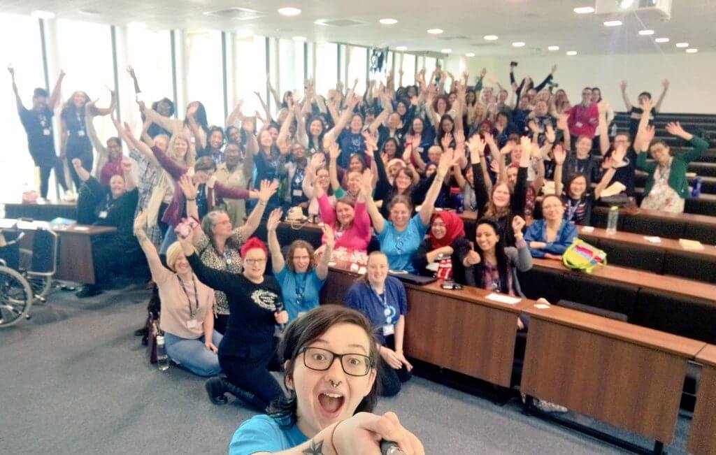 selfie of lots of women in a lecture theatre